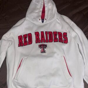 Champion White and Red Texas Tech Hoodie